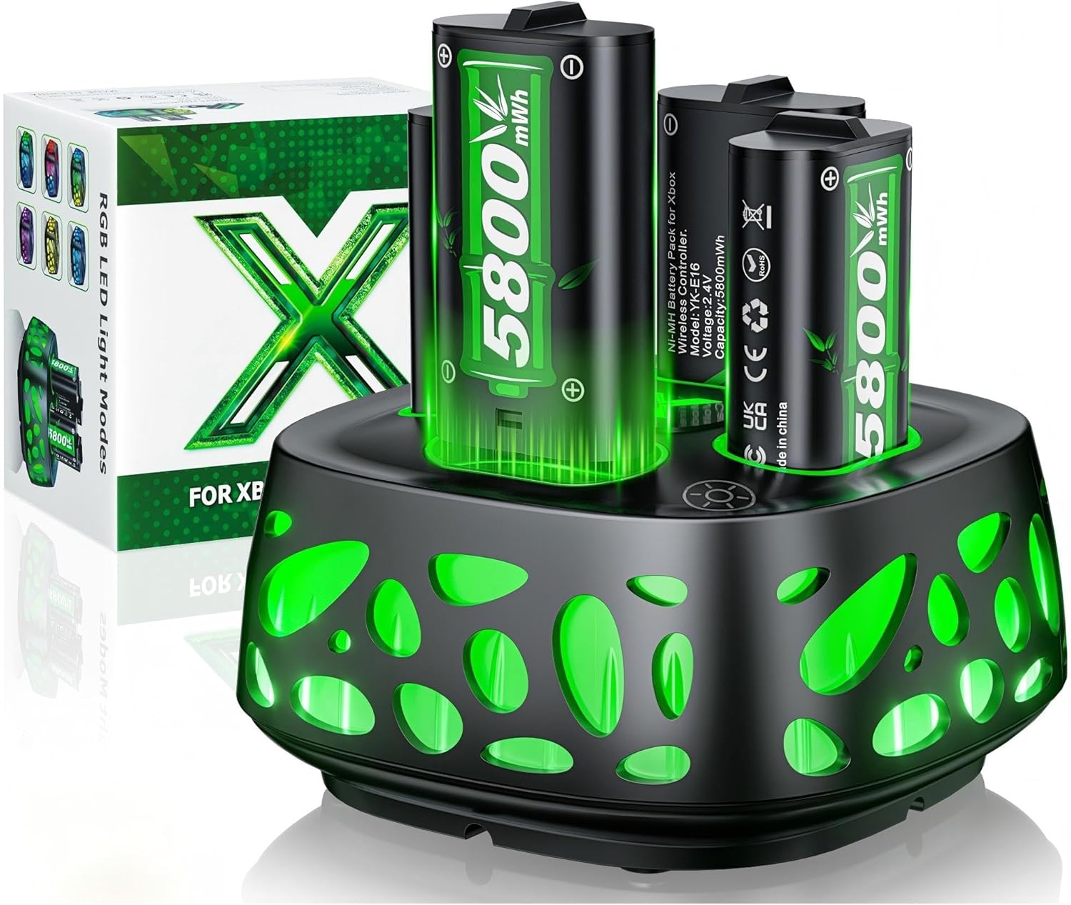 Thumbnail 6 de 5800mWh Rechargeable Battery Pack for Xbox One & Xbox Series S/X with RGB Charging Station (4 Batteries)