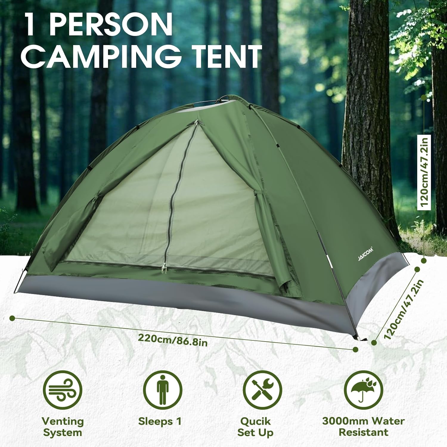 Detalle de JAICOM Tenda da Campeggio per 1-4 Persone: ultraleggera, impermeabile e facile da montare