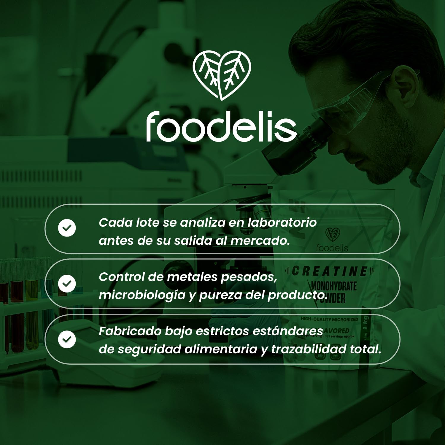 Detalle 2 de Foodelis Creatina Monohidratada 1 kg - ¡Pureza y Eficiencia! 💪