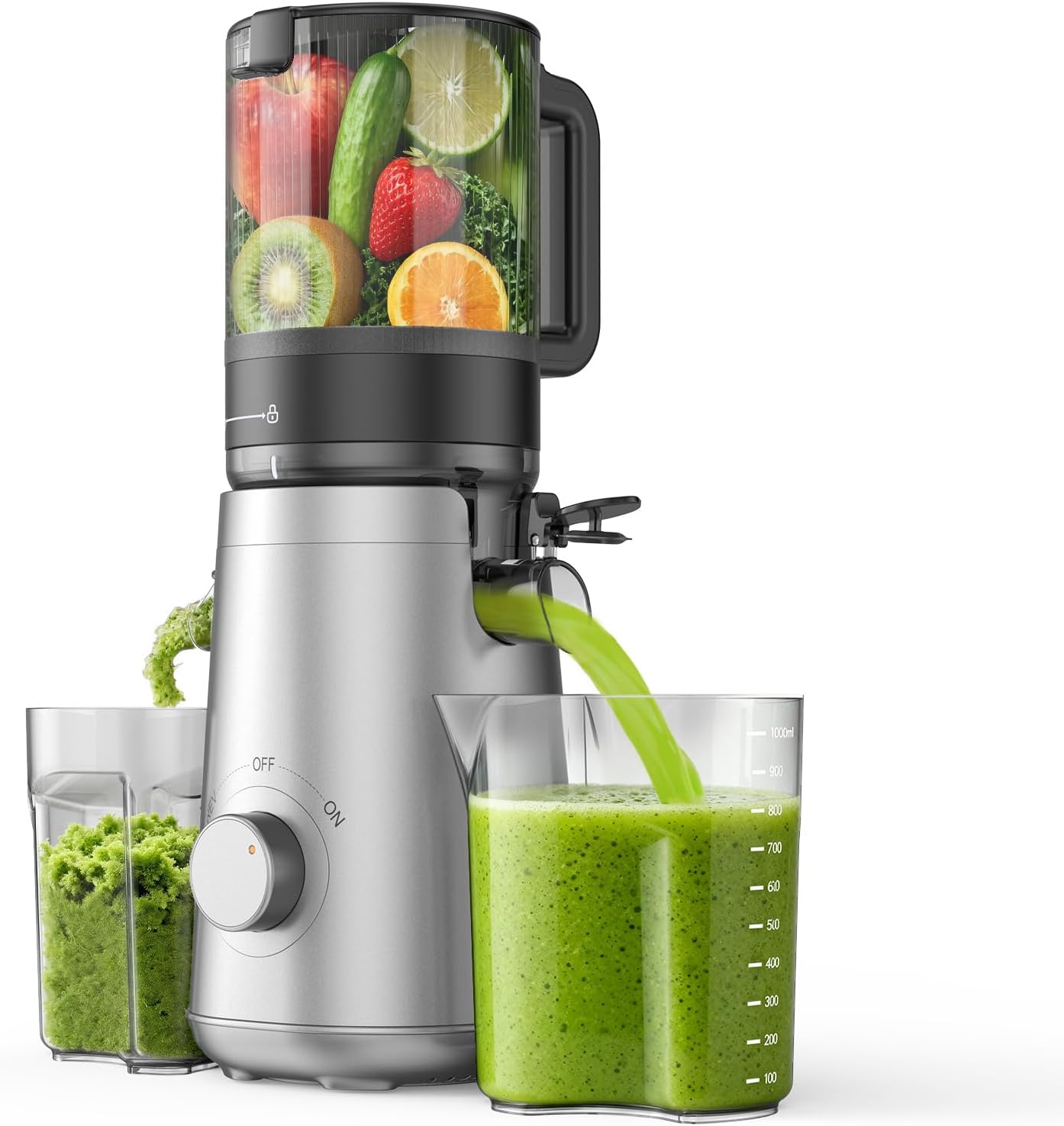 Detalle de SMALLHOO cold press juicer, 5.3-inch chute