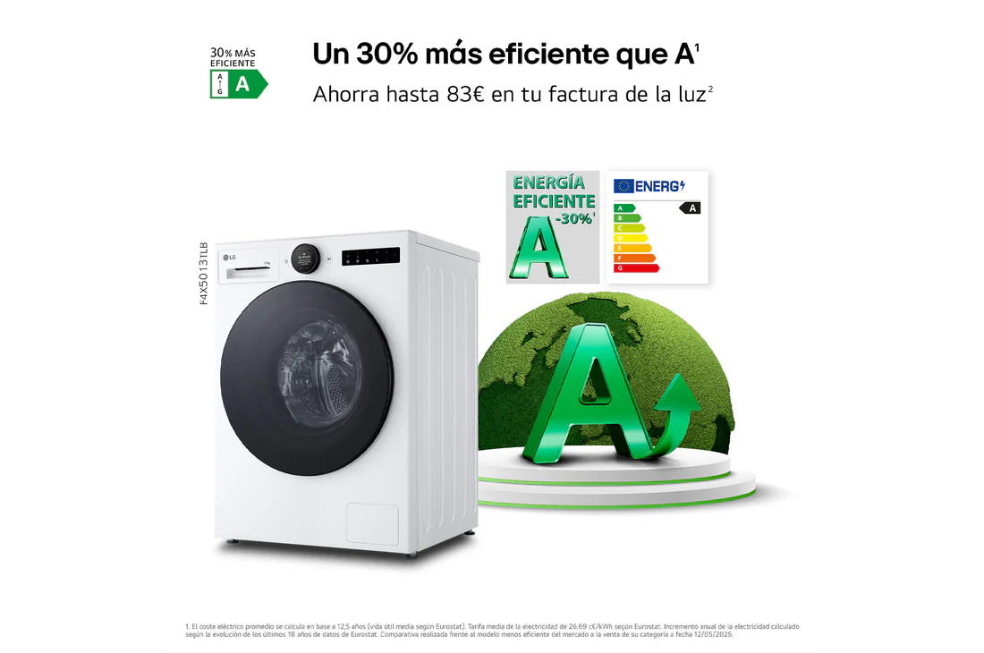 Detalle de Lavadora Inteligente LG F4X5013TLB: 13 kg, AI Direct Drive y TurboWash 360º