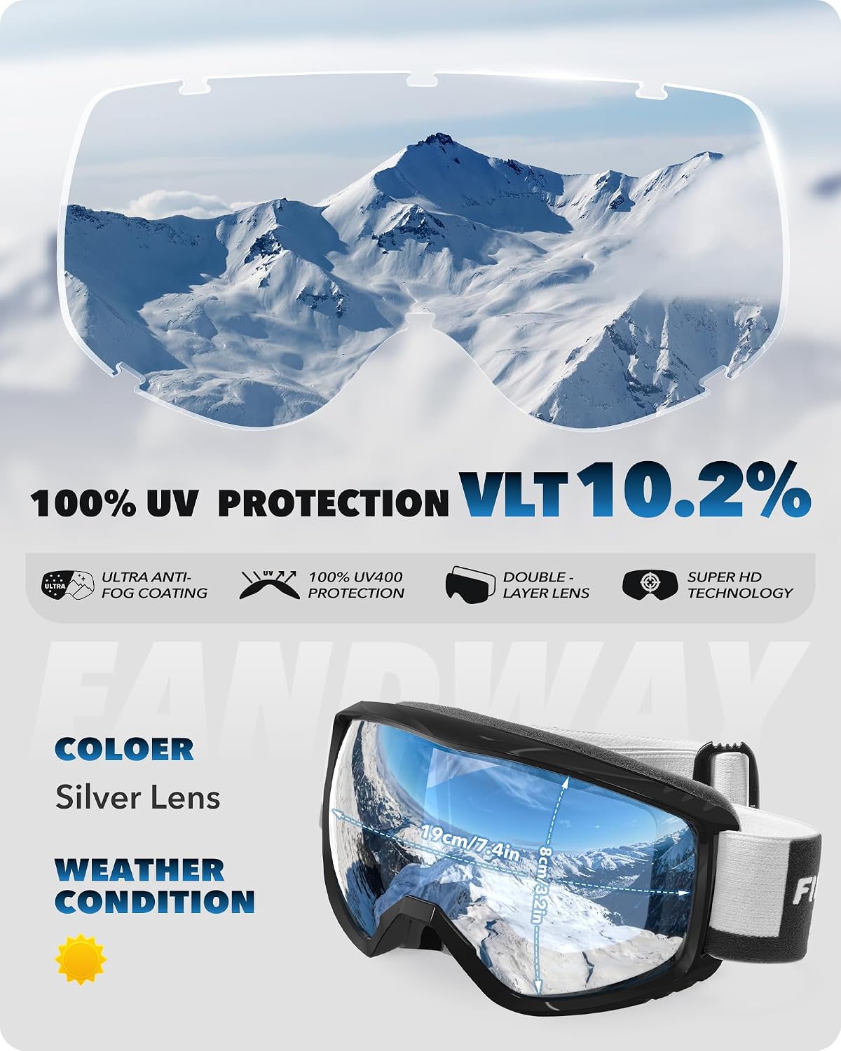 Detalle de Findway Ski Goggles OTG with UV400