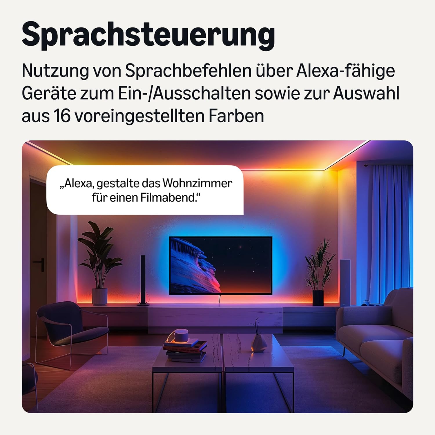 Thumbnail 2 de Amazon Basics Smarter LED-Lichtstreifen, 10 m – RGBW, nur für Alexa geeignet