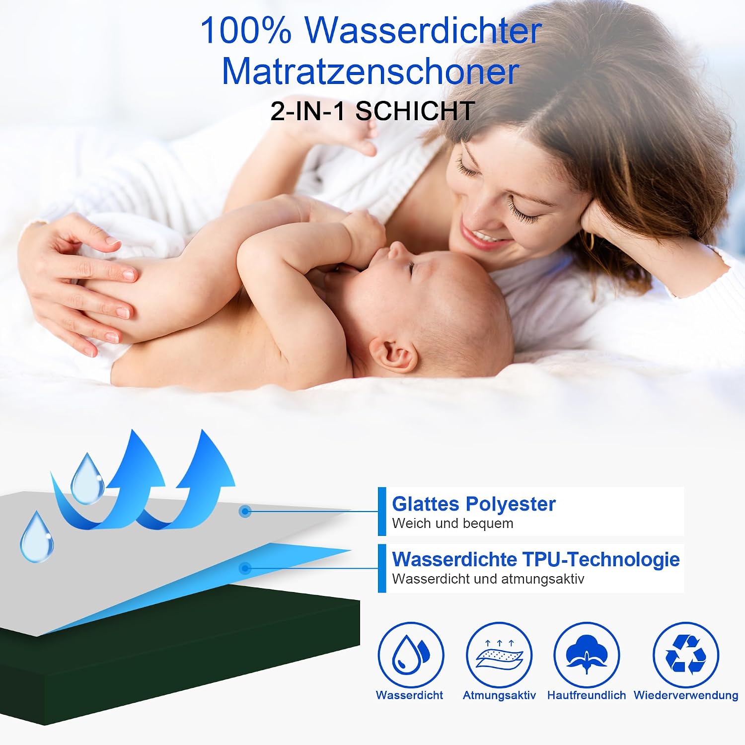 Detalle 2 de Wasserdichter Matratzenschoner 140x200cm
