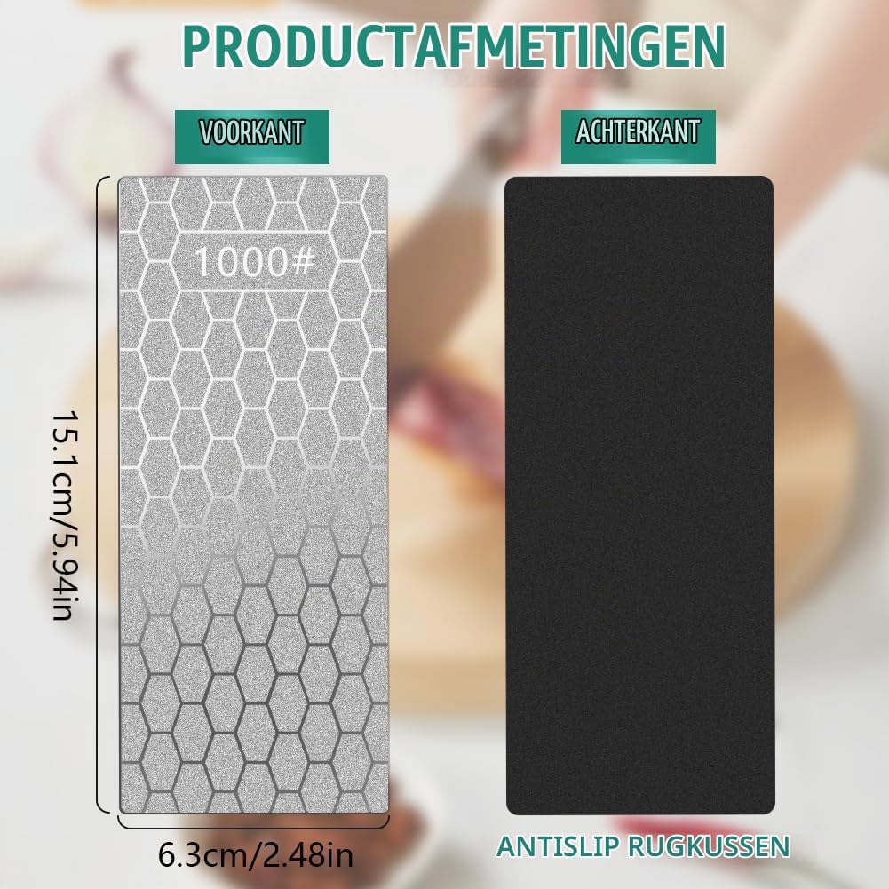 Detalle 2 de Aolso diamantslijpstenenset met 5 korrels voor keuken- en tuinmessen