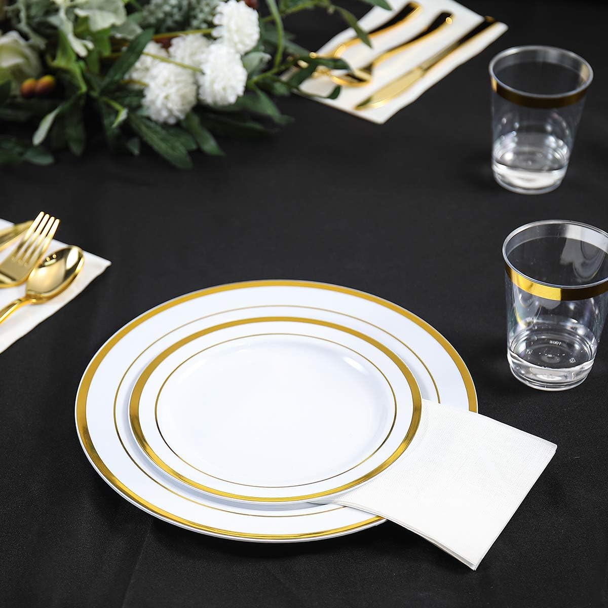 Thumbnail 3 de VPlus 400 Pack Guest Towels Disposable Dinner Napkins (White) — Premium 3-Layer Party Napkins