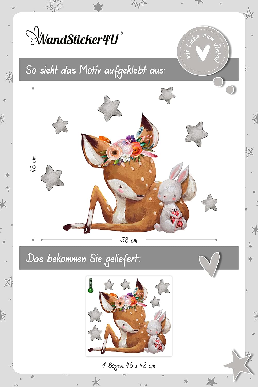 Thumbnail 5 de WandSticker4U Reh und Hase Aquarell 58x48 cm