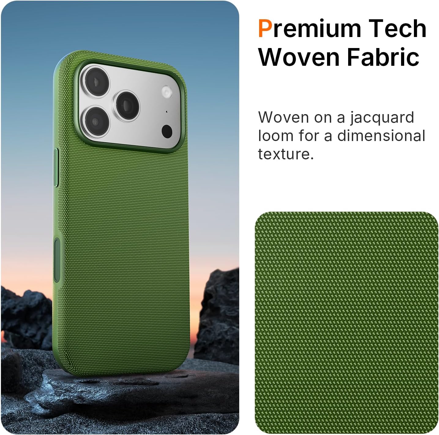 Thumbnail 3 de Mkeke Techwoven Green Case for iPhone 17 Pro Max (MagSafe + Camera Control Cover)