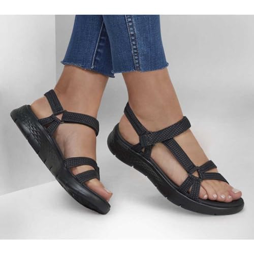 Thumbnail 4 de Skechers GO Walk Flex para mujer en tela negra con cordones (talla 4)