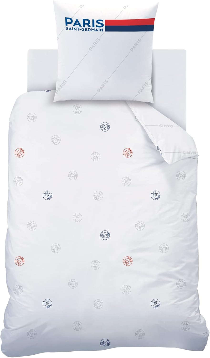 Thumbnail 1 de PSG Retro White Parure de Lit CTI – Housse de Couette 140x200 cm + Taie 63x63 cm, 100% coton, réversible