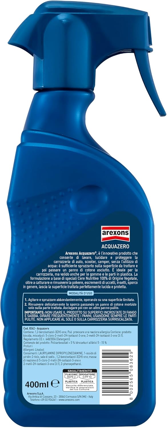 Thumbnail 1 de Arexons Acquazero Pulizia Lavaggio e Lucidatura Auto Senza Acqua, 400 ml