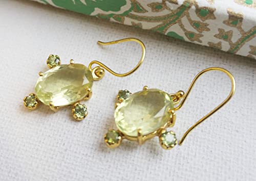 Thumbnail 6 de Zitronenquarz Peridot Ohrringe Silber 925 Vergoldet von Sophia Rose Jewellery