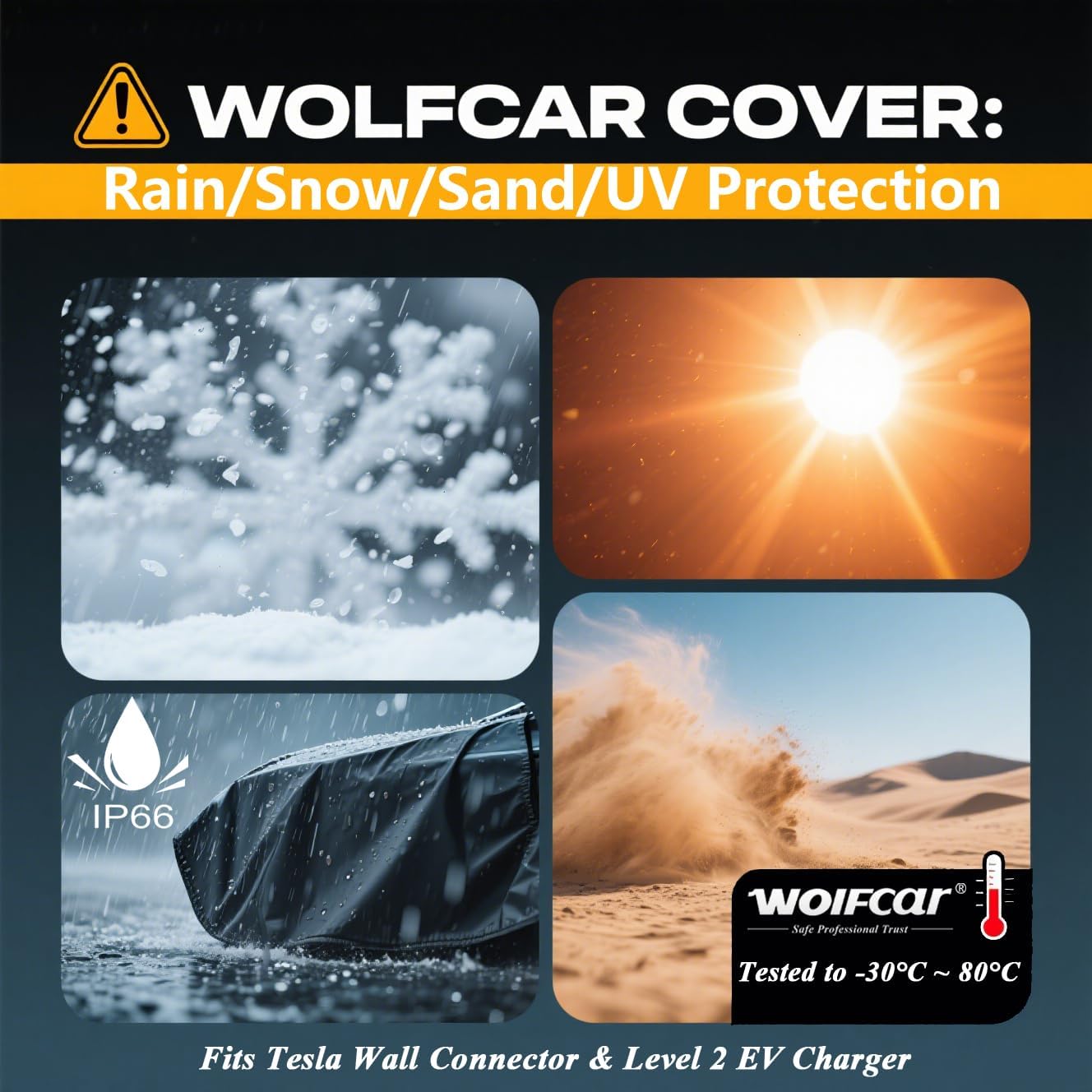 Detalle 2 de WOLFCAR EV充電器カバー 4層防水・防風仕様、バックル固定・UV耐性オックスフォード生地