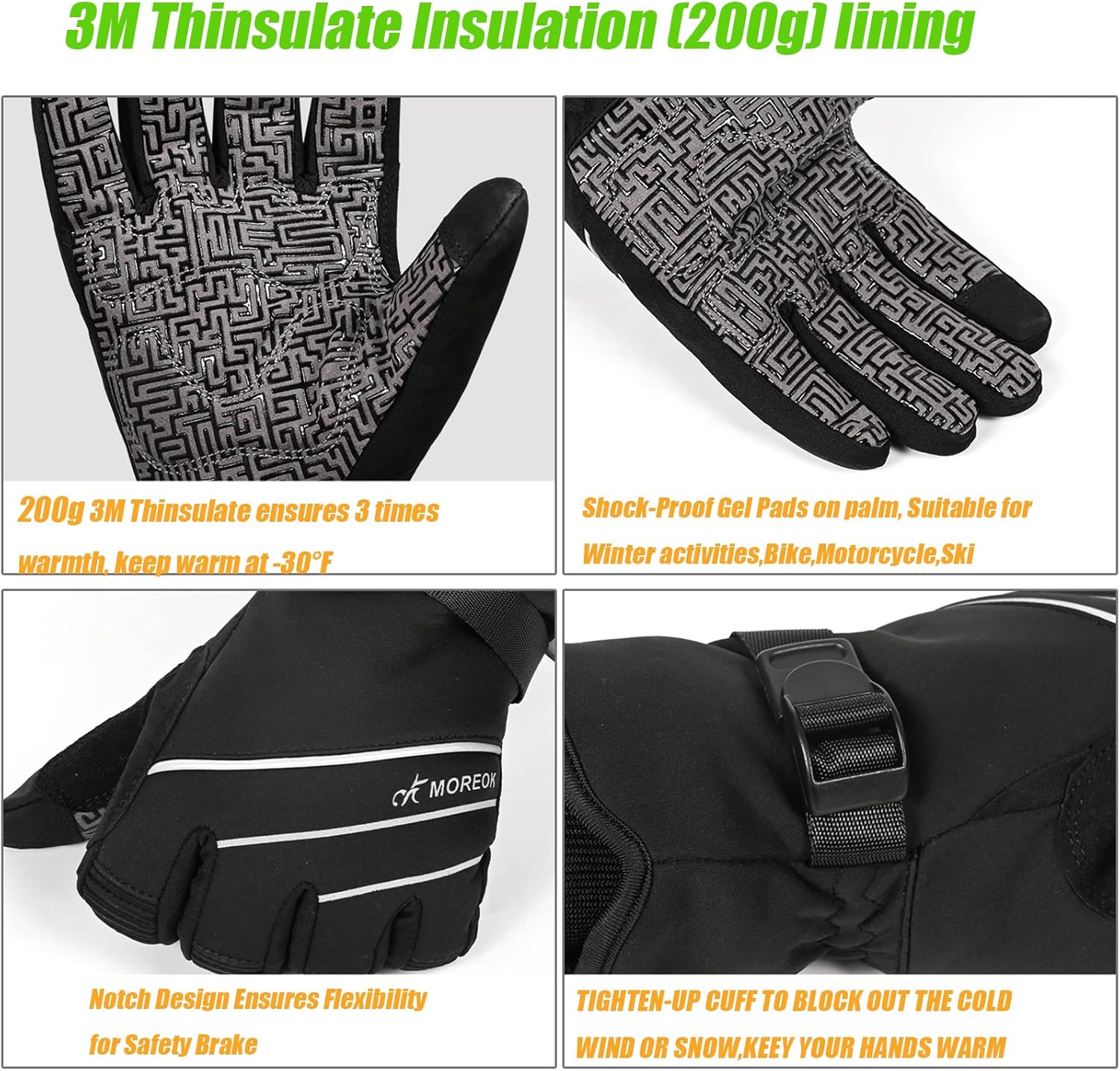 Detalle 2 de Waterproof Windproof Winter Gloves -30°F Thinsulate