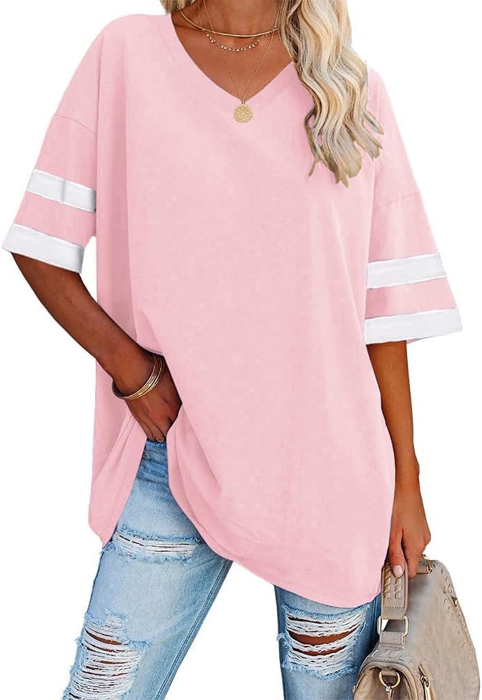 Thumbnail 4 de Ebifin Women's Oversized V-Neck T Shirt – Half Sleeve Cotton Tunic Top