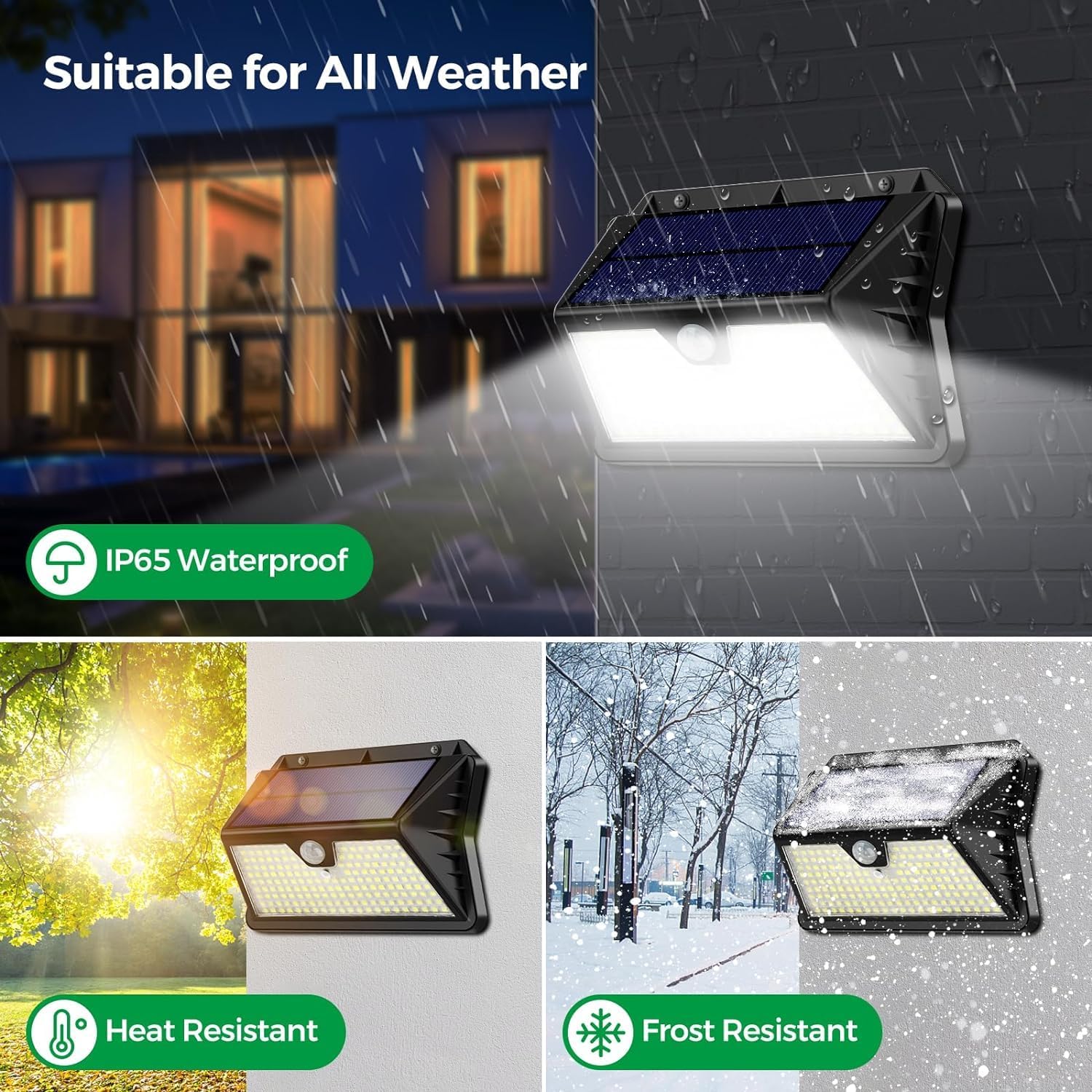 Detalle de OUILA Solarlampen für Außen mit Bewegungsmelder (4er-Set) – 185 LED, 3 Modi, IP65