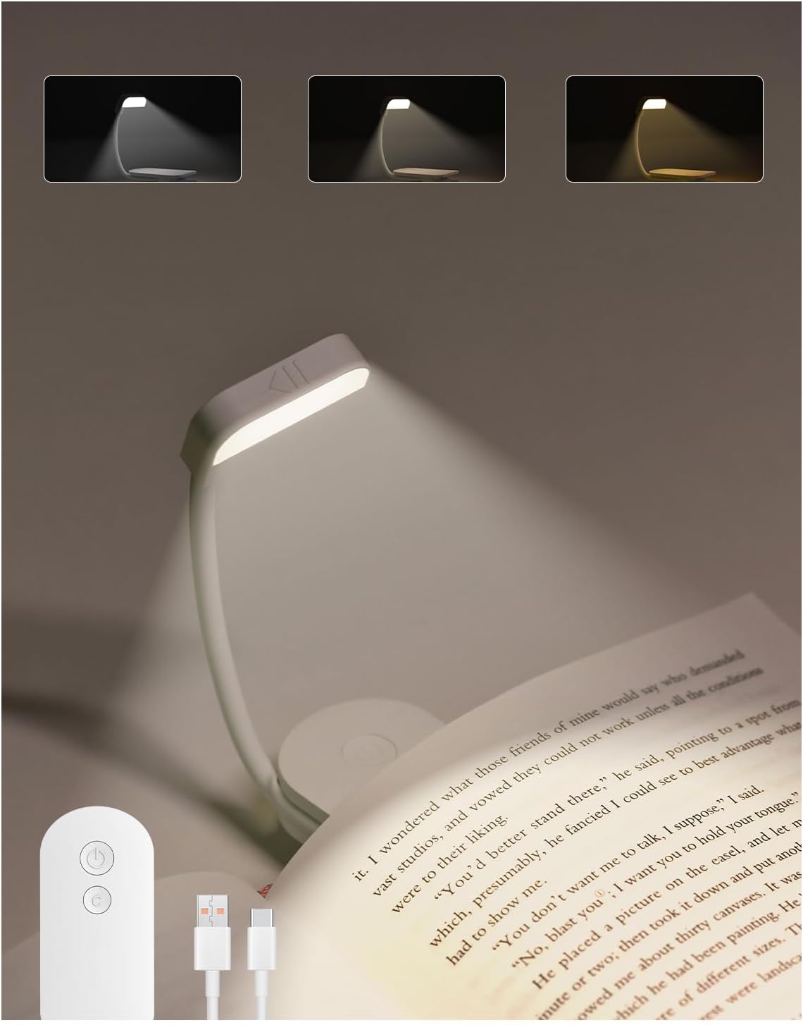 Detalle de AdalyRoma F26 klemlamp als leeslamp met 9 leds en 3 lichtkleuren