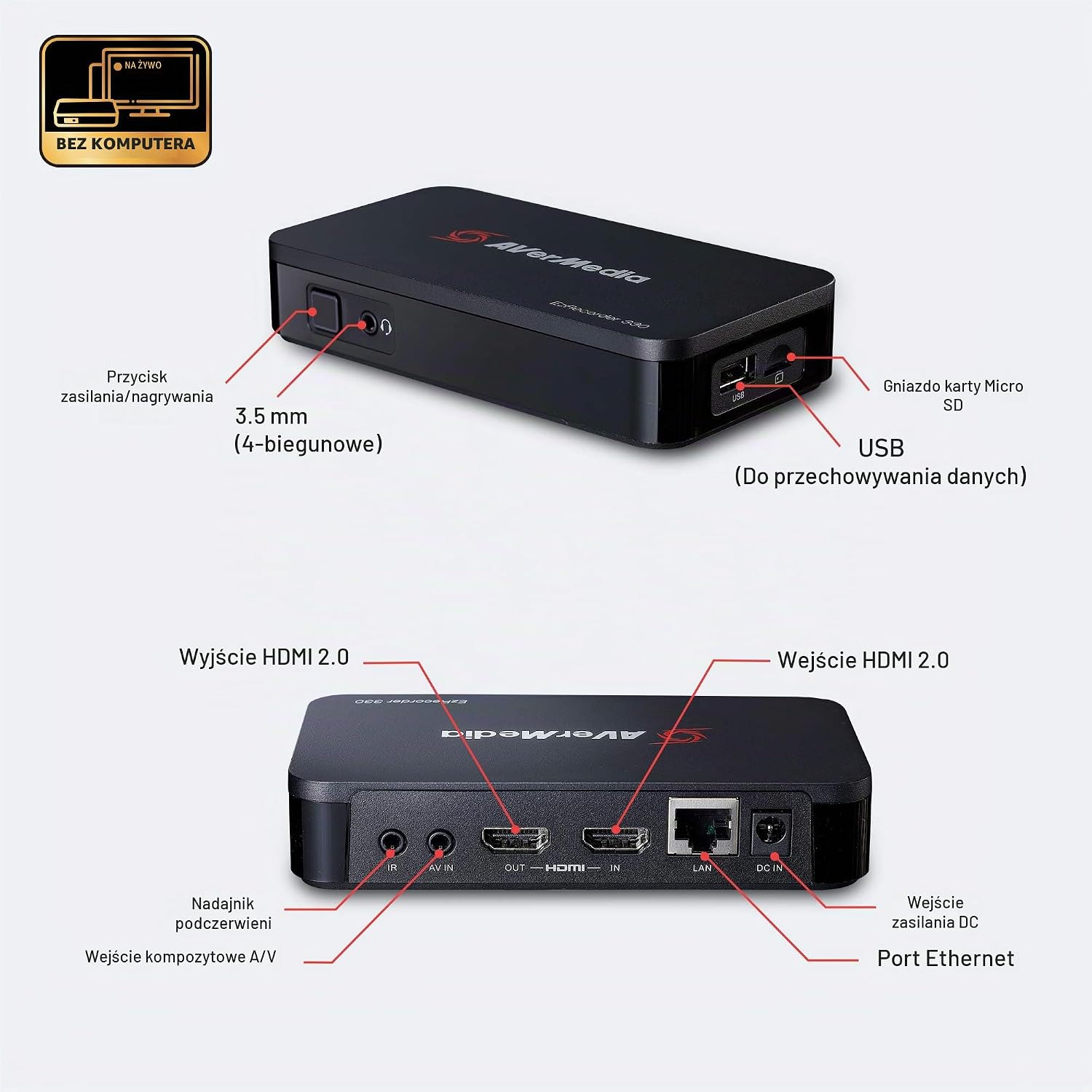 Thumbnail 1 de AVerMedia ER330 – nagrywarka HDMI 4K Pass-Through, zapis 1080p i H.265