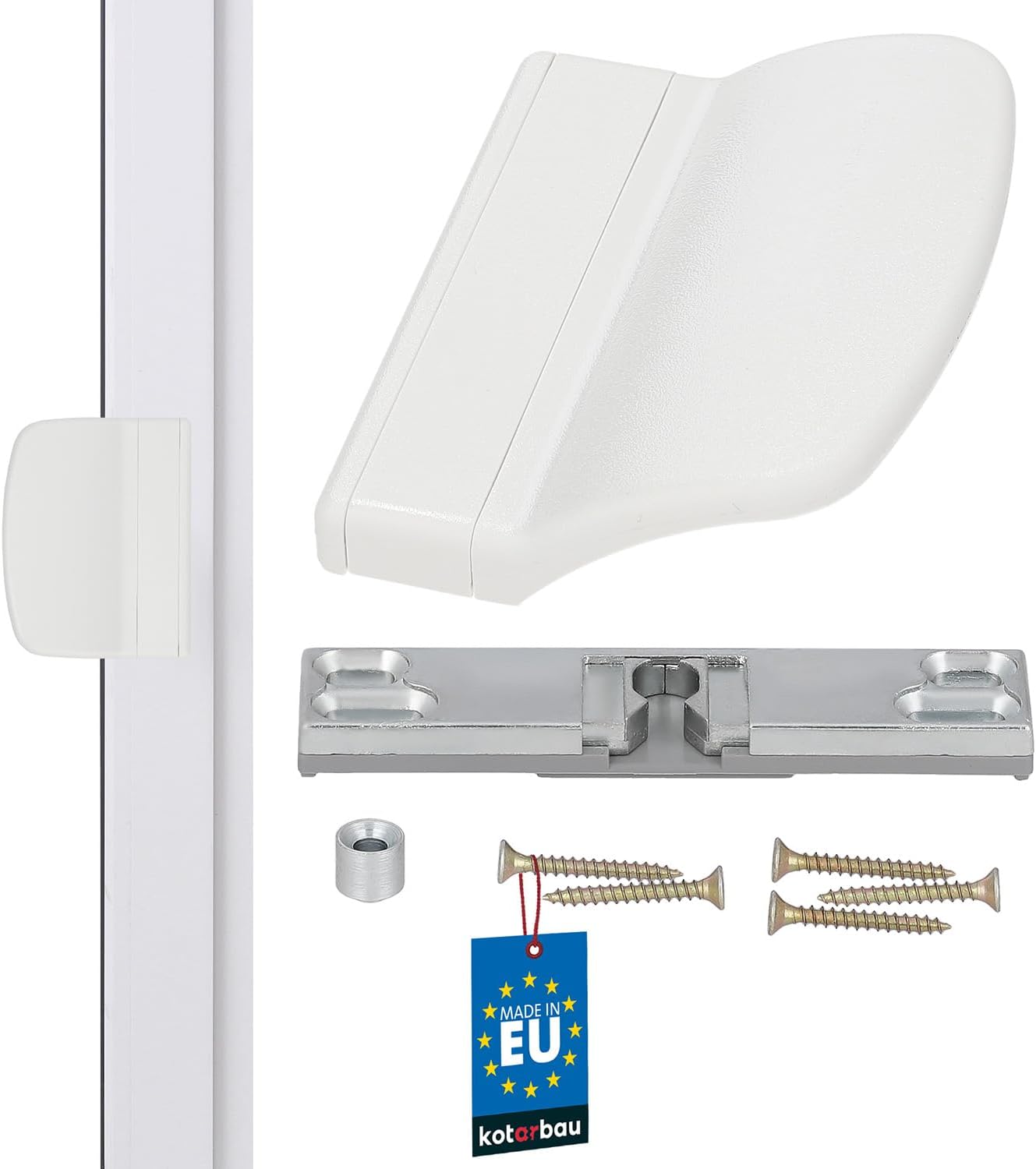 KOTARBAU loqueteau de porte de balcon pratique avec poignée universelle (blanc) – 6 coloris et sécurité fumeur