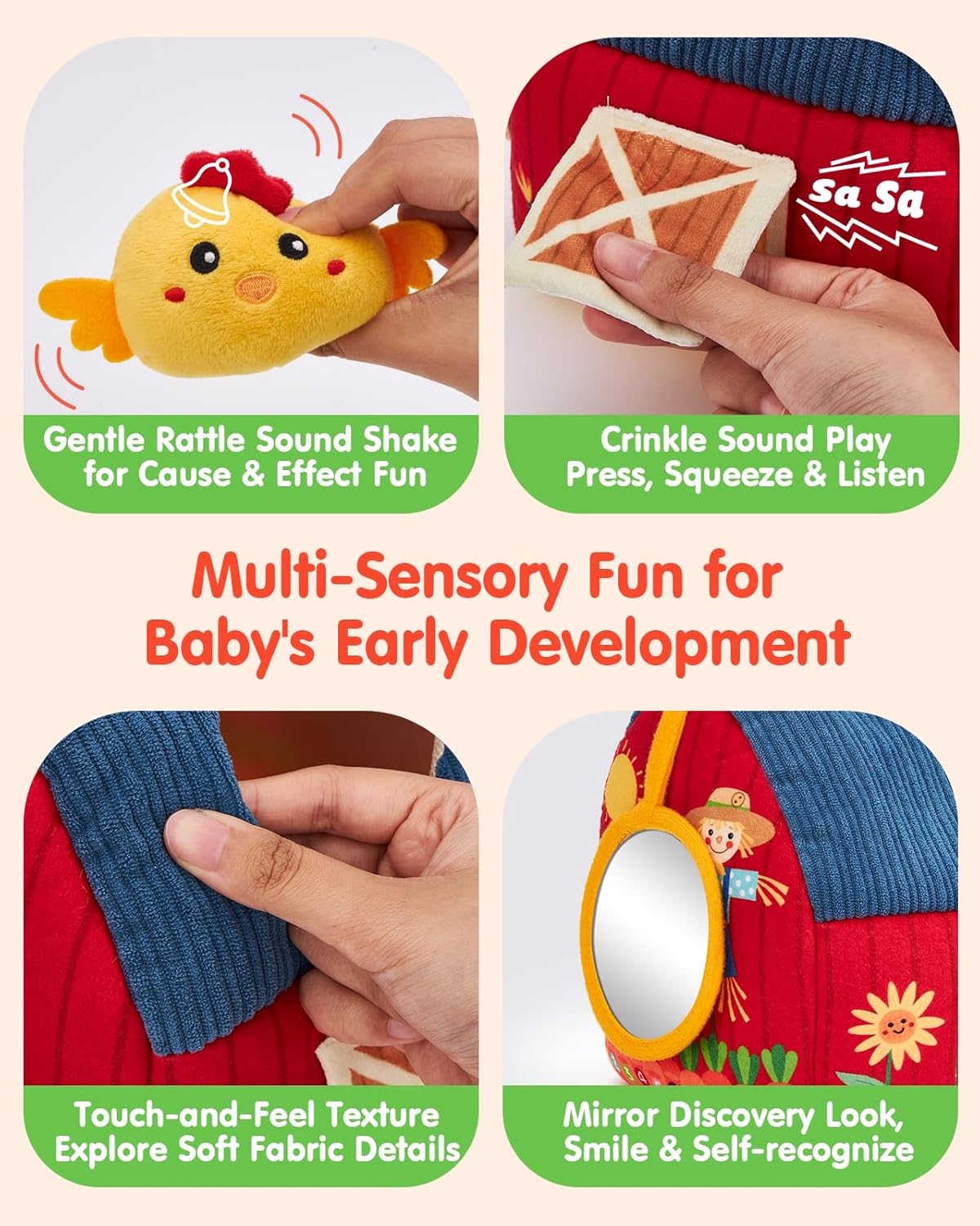 Thumbnail 2 de hahaland Surprise Barn Plush Baby Toys for 6 Months