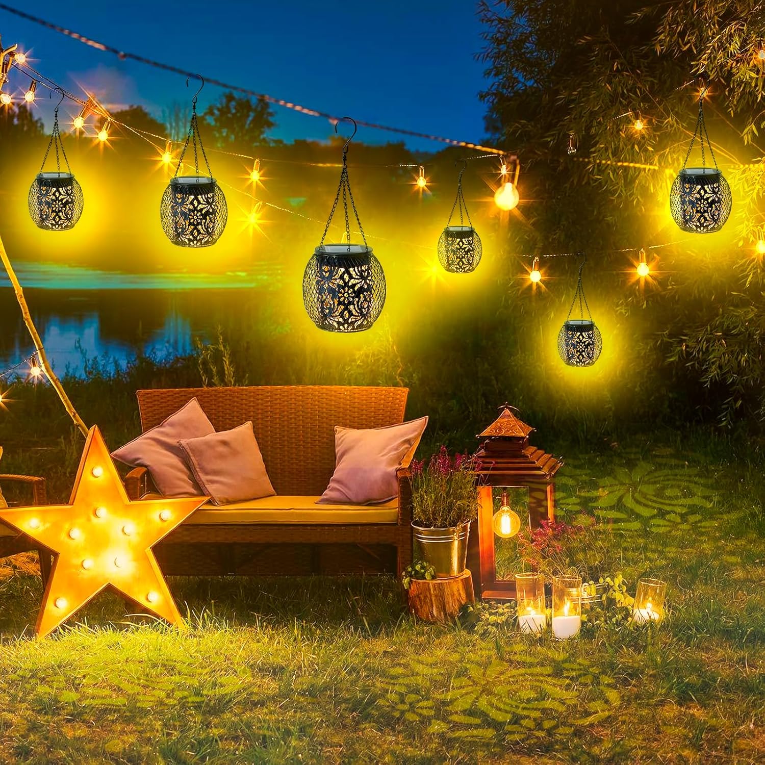 Thumbnail 6 de GCCATE Solar Lanterns Hanging 2 Pack