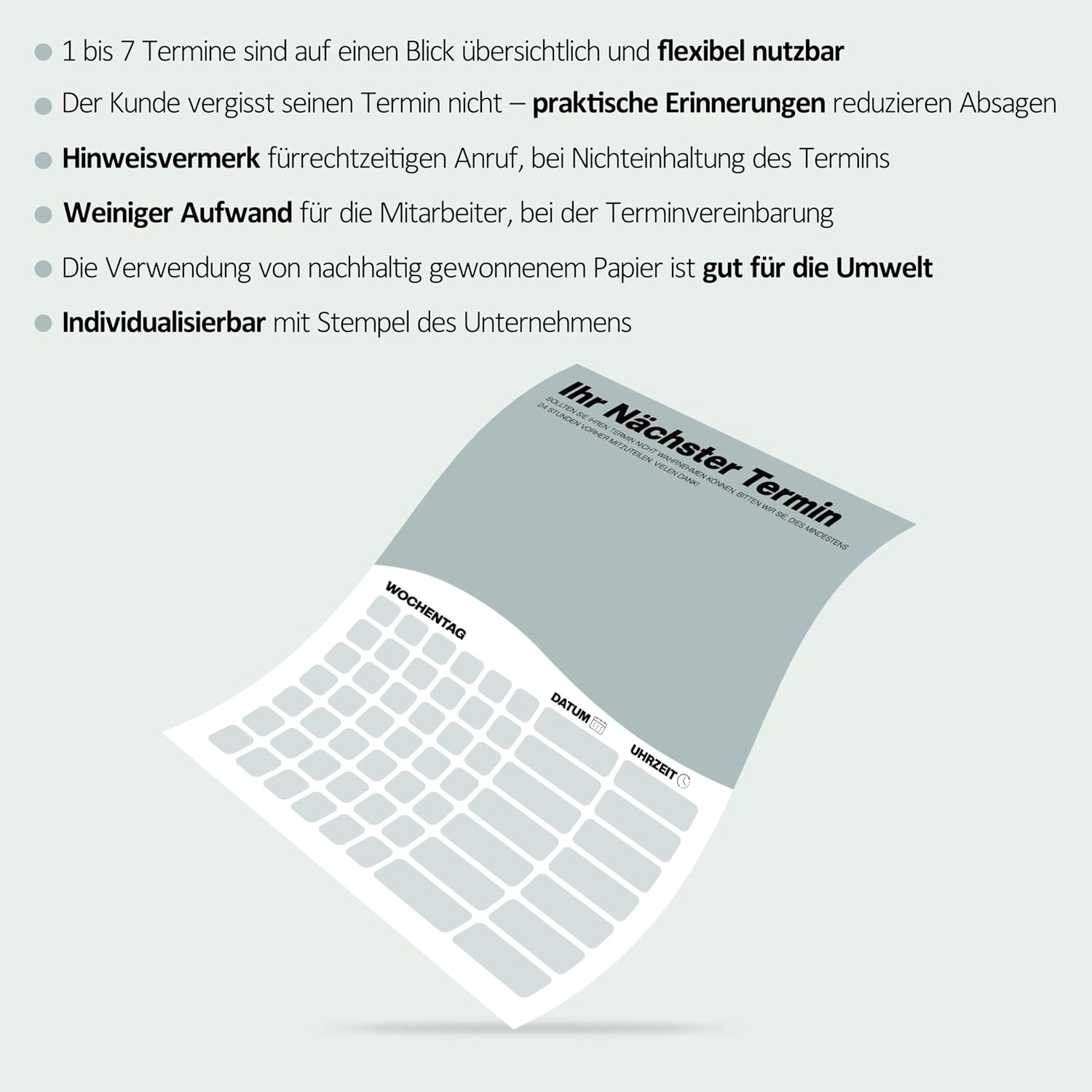 Detalle 2 de BIROYAL Terminzettel Praxis – 12 Terminblöcke, 600 Zettel, DIN-A7