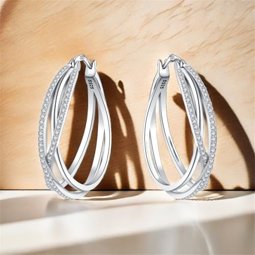 Thumbnail 6 de CYMYSS 925 Sterling Silver Hoop Earrings for Women: Hypoallergenic, Lightweight and Elegant