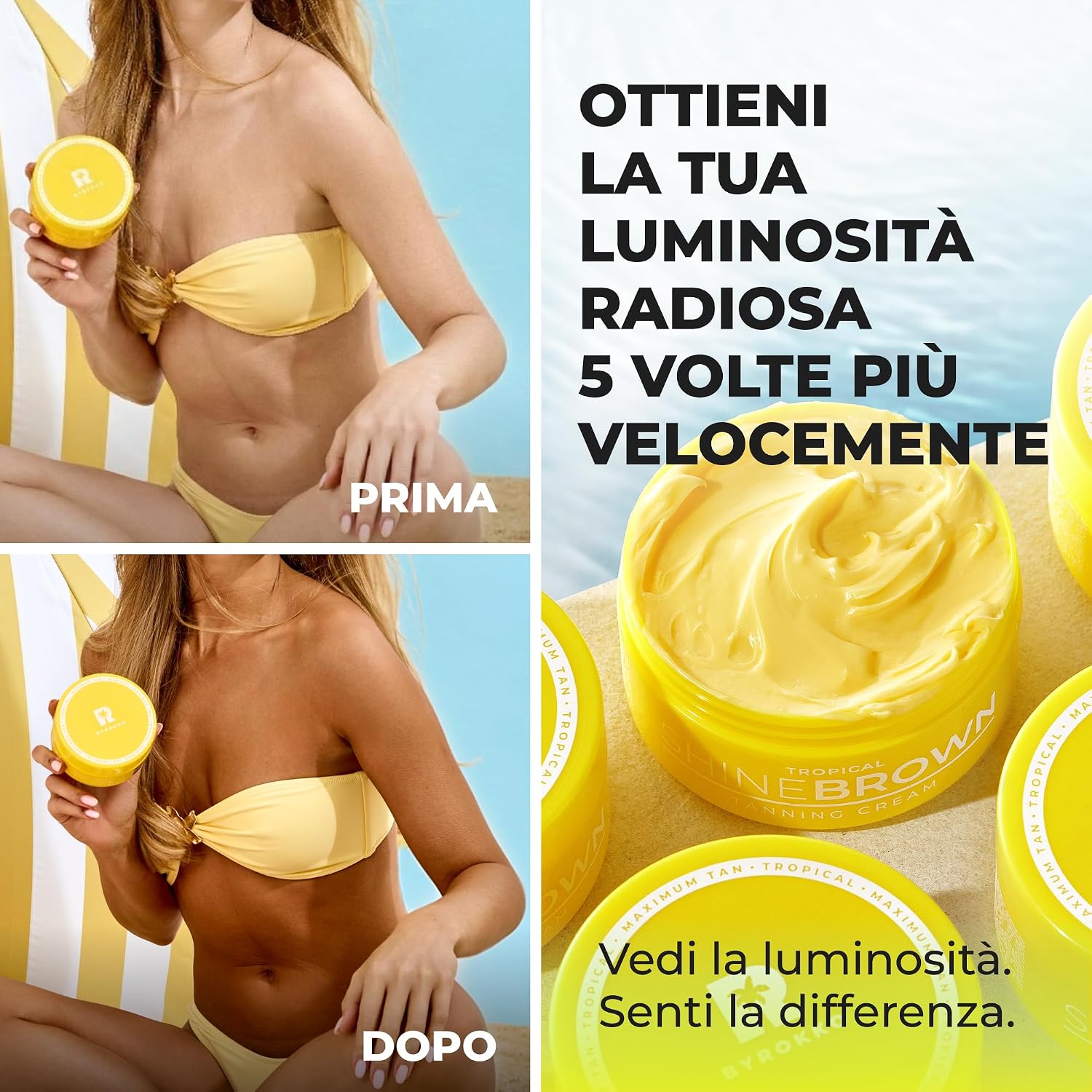 Detalle de BYROKKO Shine Brown Tropical Crema Abbronzante Solare (190 g) per sole e lettini solari