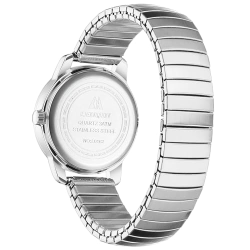 Detalle de LN LENQIN Elasticay: reloj de mujer con correa de acero inoxidable y estilo elástico