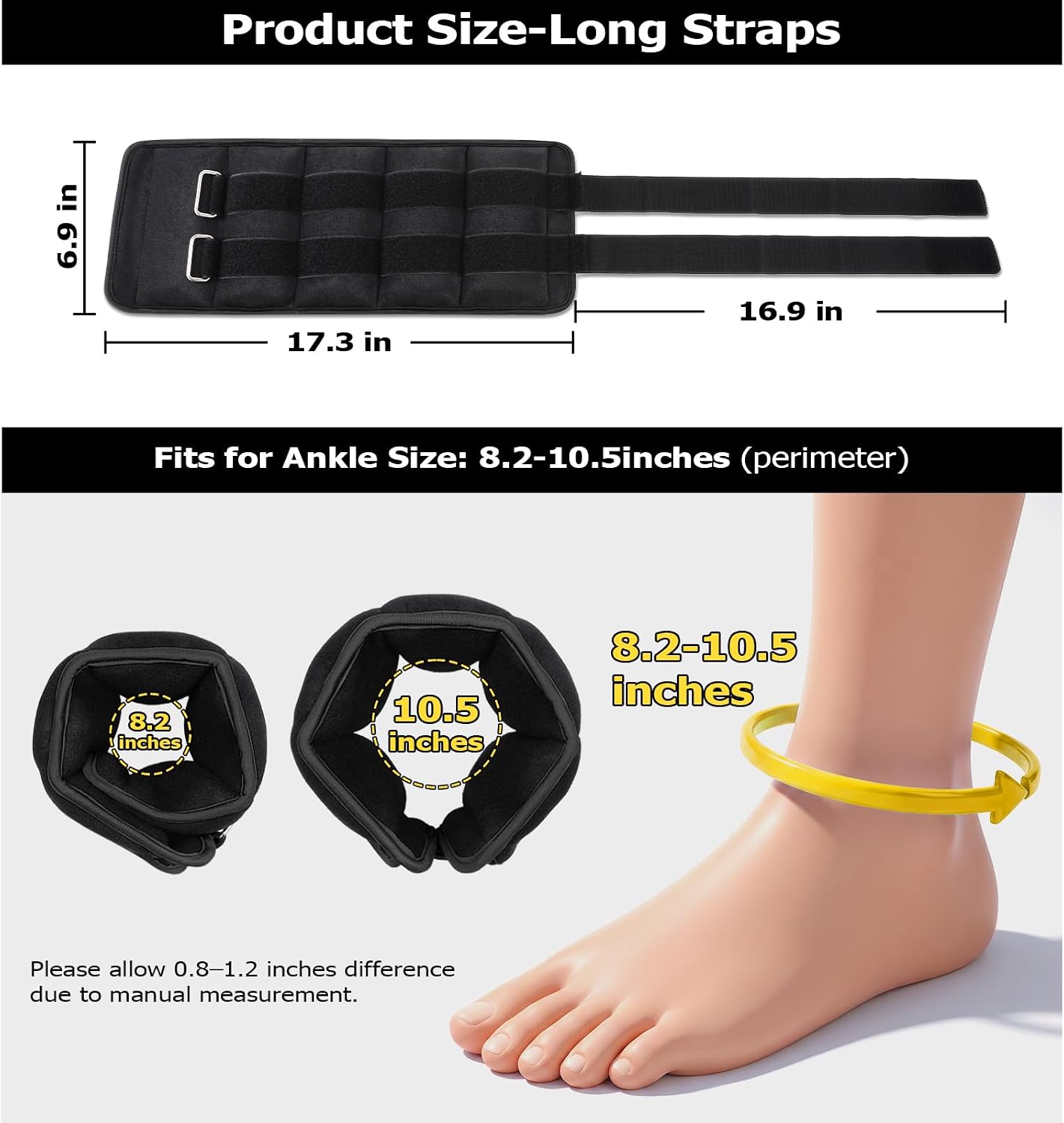 Detalle de Ankle Weights for Women, Men, and Kids – Adjustable 0.5–20 lbs Pair for Strength Training