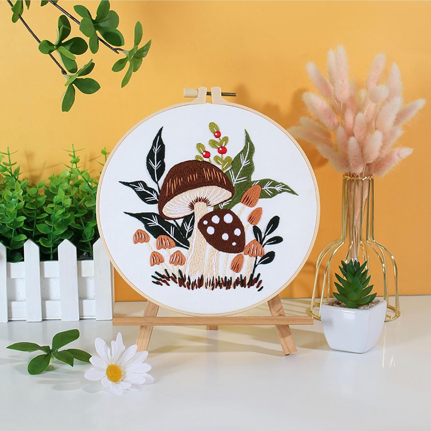 Thumbnail 4 de Smart-Feather 3 Sets Mushroom Embroidery Kit for Beginners (with hoop) – DIY craft project for adults