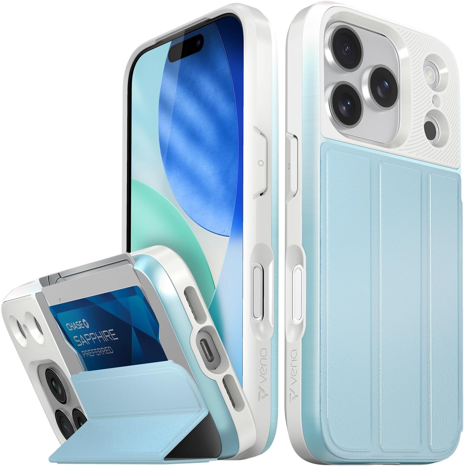 Detalle de VENA vCommute VN2619VC Wallet Case for iPhone 17 Pro/18 Pro, Pastel Blue