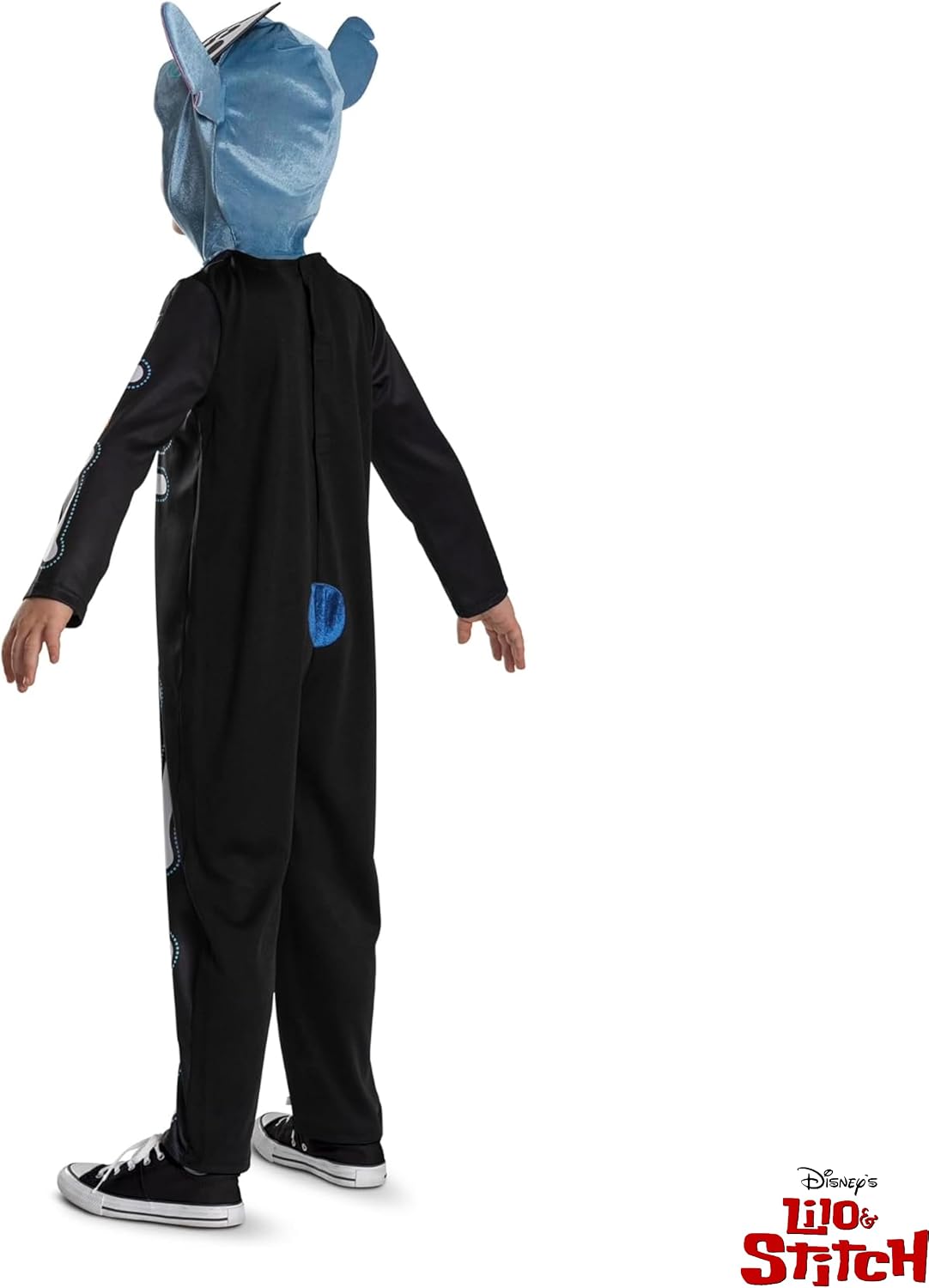 Detalle de Disney Stitch klassiek skeletkostuum voor kinderen met capuchon en kleurrijke print