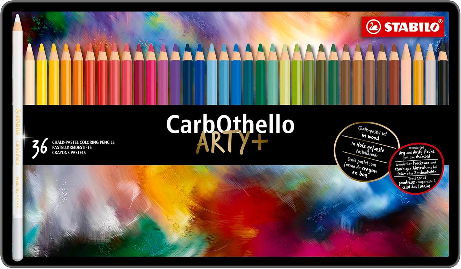 Detalle 2 de STABILO CarbOthello Lápices de color tiza pastel 🎨, 36 piezas