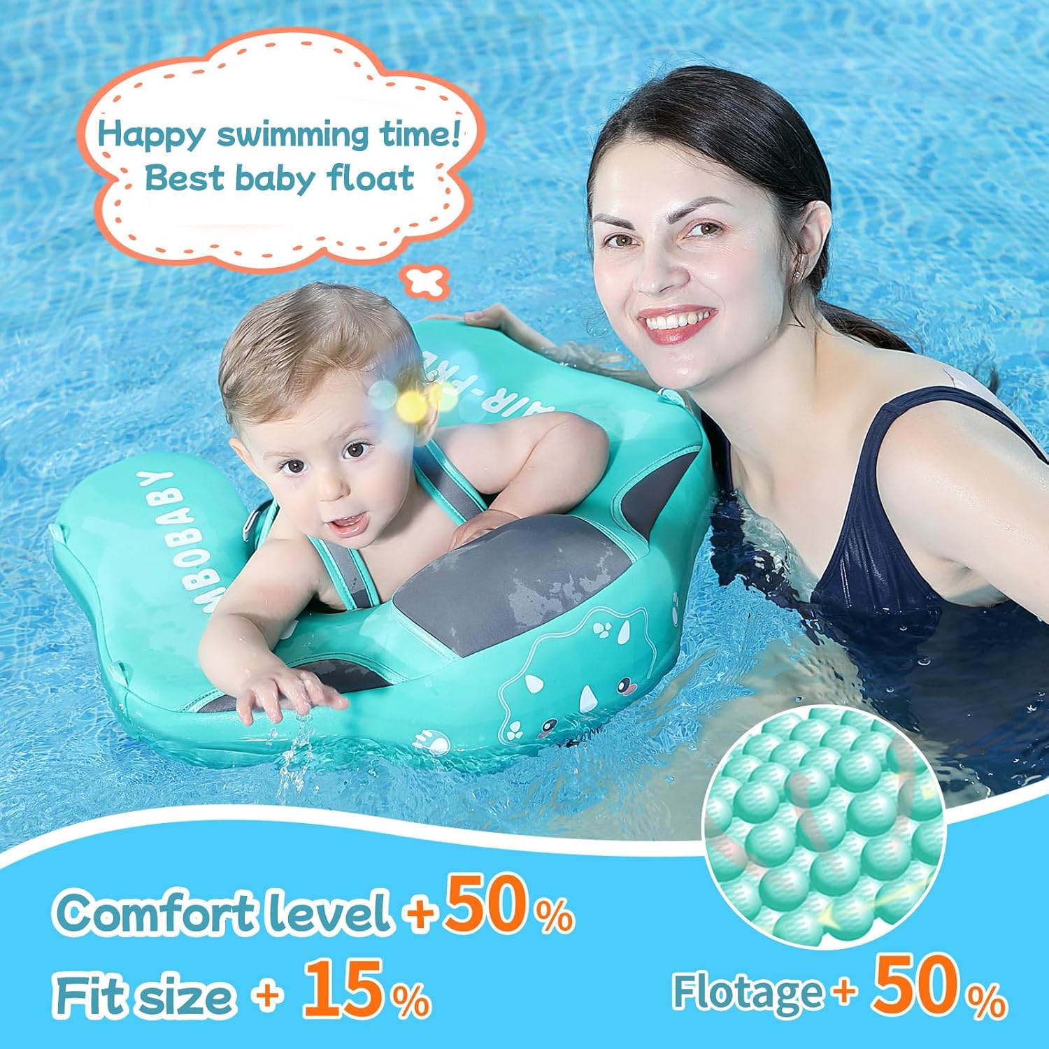 Thumbnail 4 de Mambobaby Float with Canopy and Tail (Non-Inflatable Pearl Foam Swim Trainer) for Infants 3–24 Months