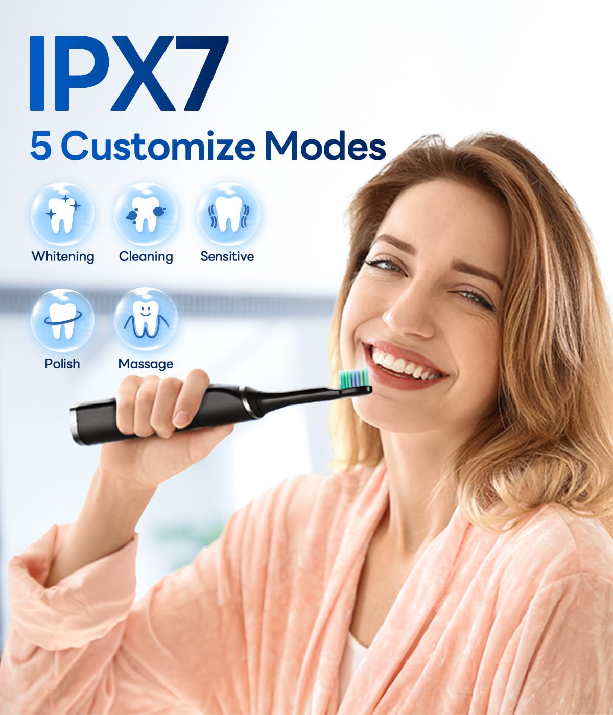 Thumbnail 5 de Bymore Electric Toothbrush for Adults with 8 Heads, 330-Day Battery, 5 Modes – Black