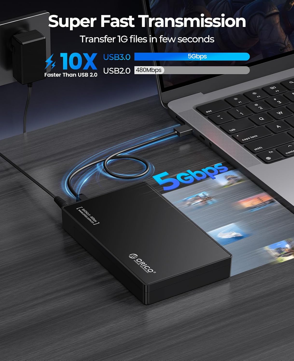 Detalle 2 de ORICO 3588US3 Case esterno per hard disk/SSD SATA USB 3.0 da 3,5 pollici fino a 20 TB