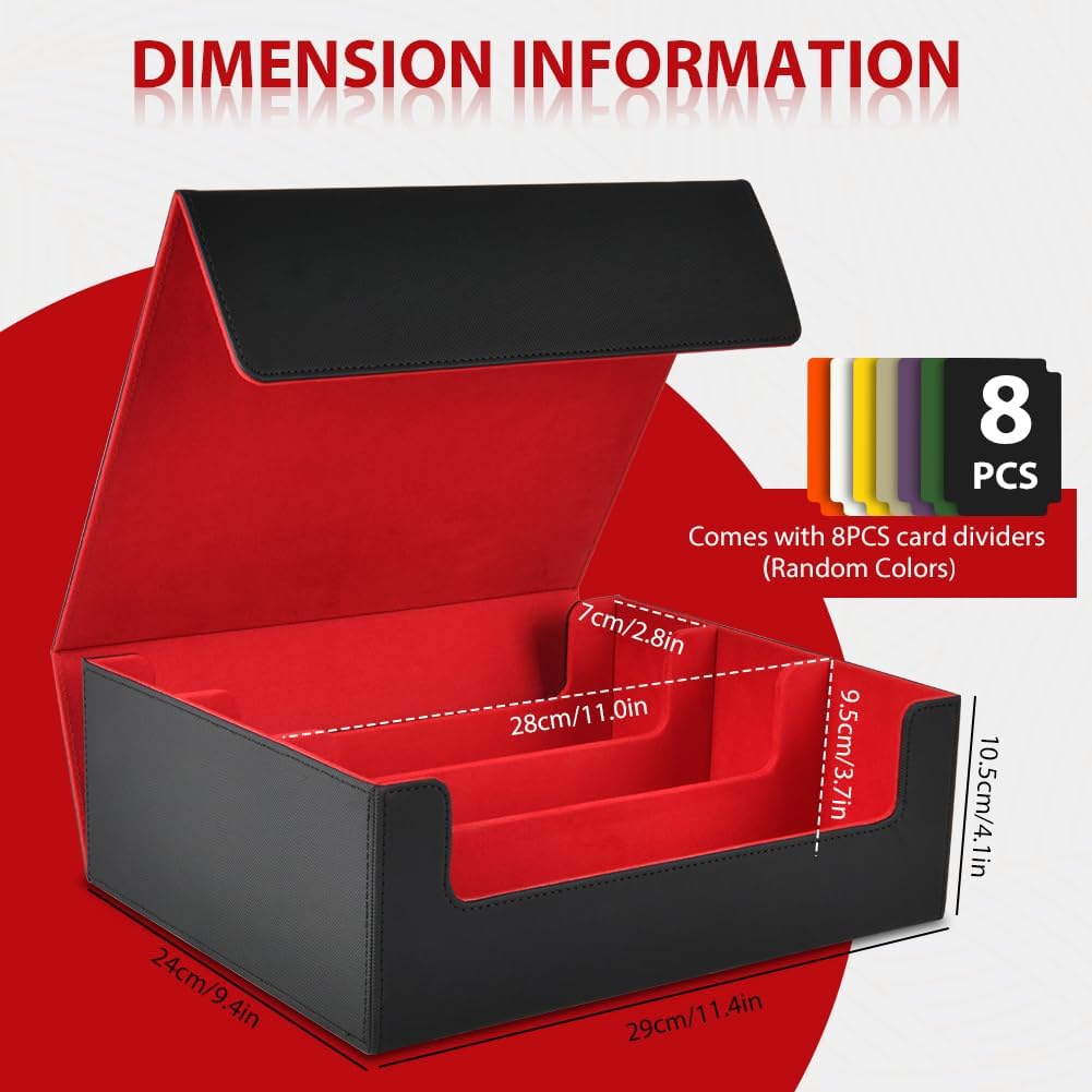 Thumbnail 1 de Aolso Deck Box – Rangement Carte 1800+ en cuir synthétique, magnétique et séparateurs (Noir/Rouge)
