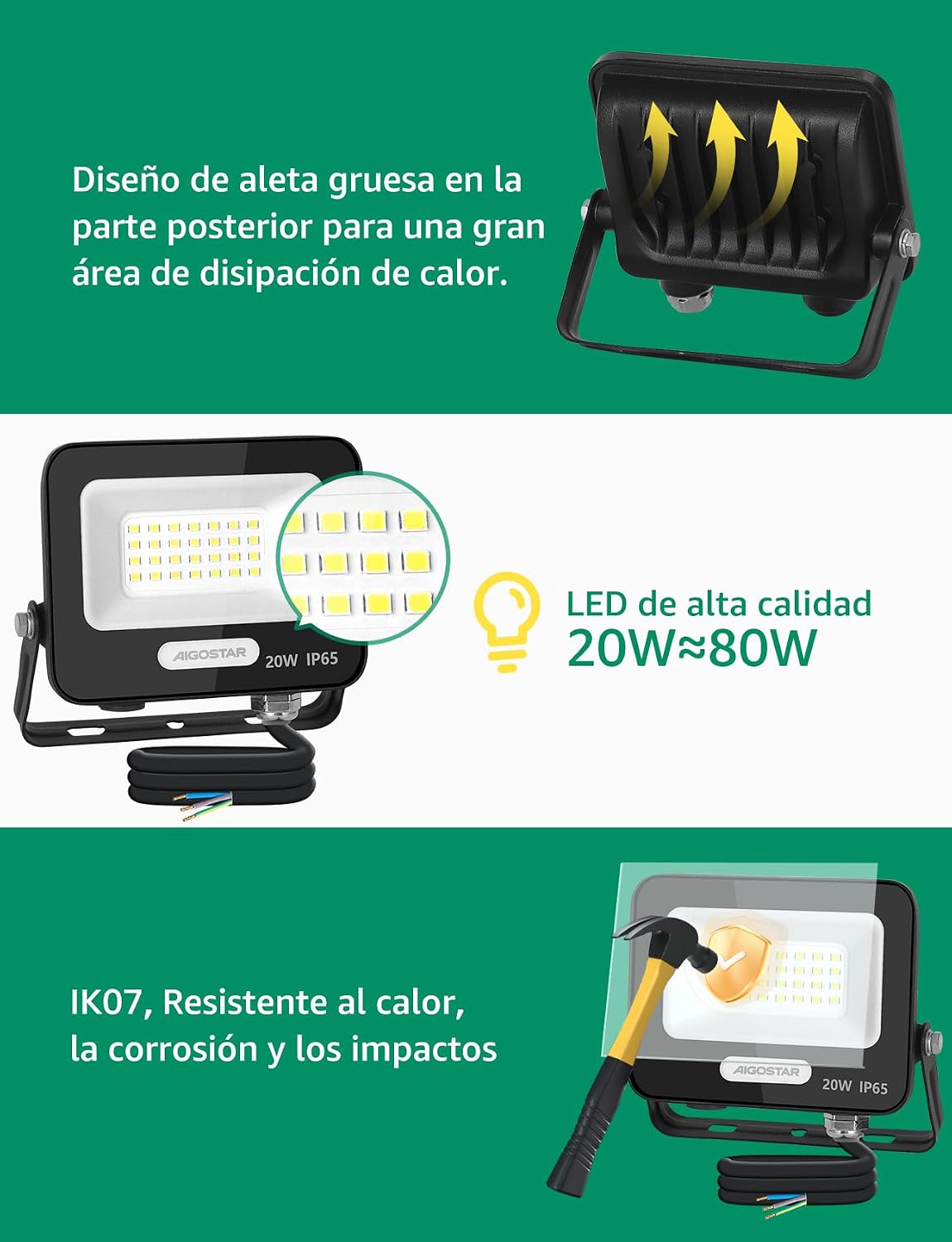 Detalle de Aigostar Foco LED Exterior 20W 1650LM