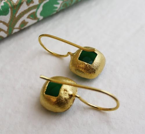 Thumbnail 8 de Grüne Onyx Ohrringe Gold Vergoldet 925 Silber von Sophia Rose Jewellery – handgefertigt