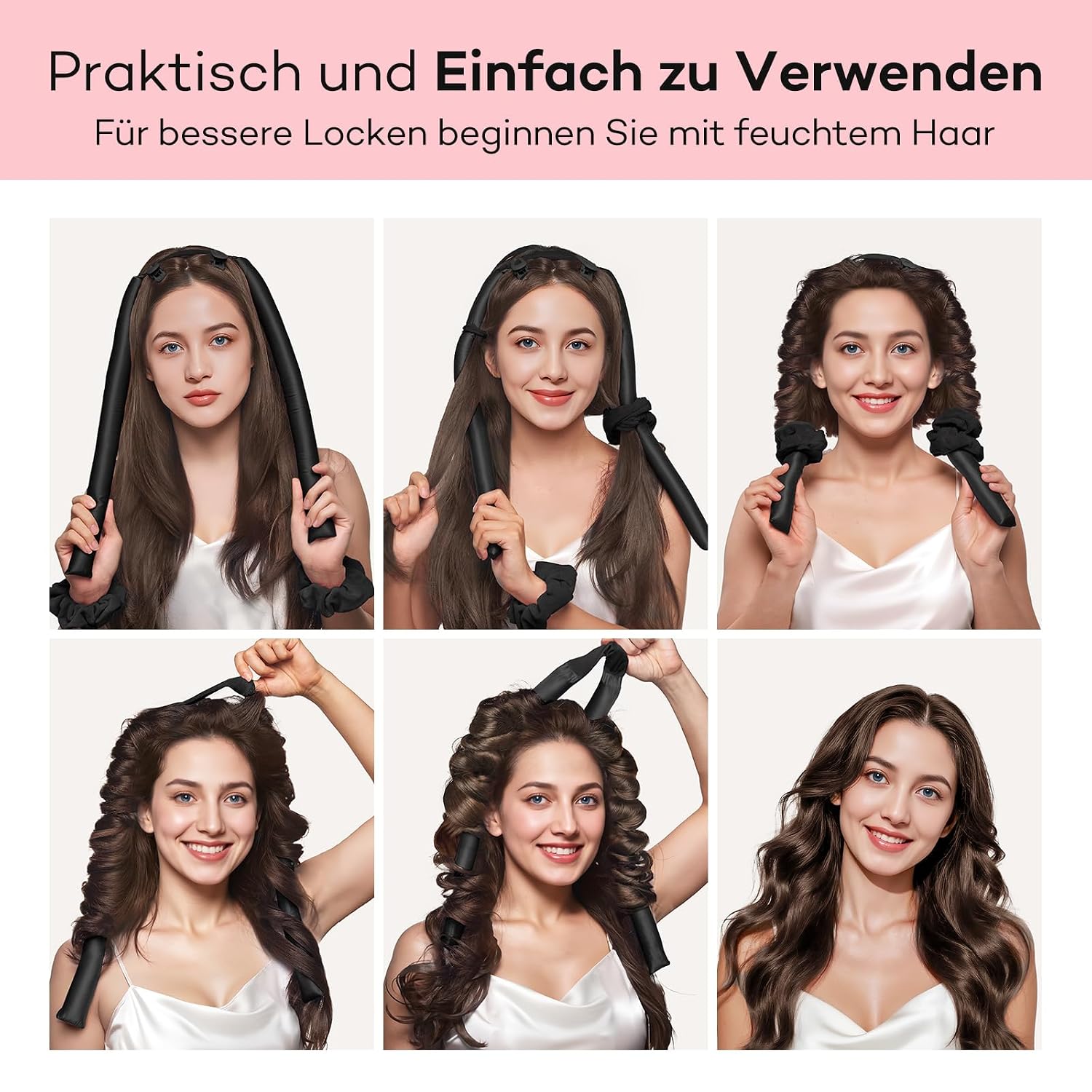 Detalle 2 de Umisleep Seide Heatless Lockenwickler (99 cm) – Lockenband fürs Overnight-Styling ohne Hitze