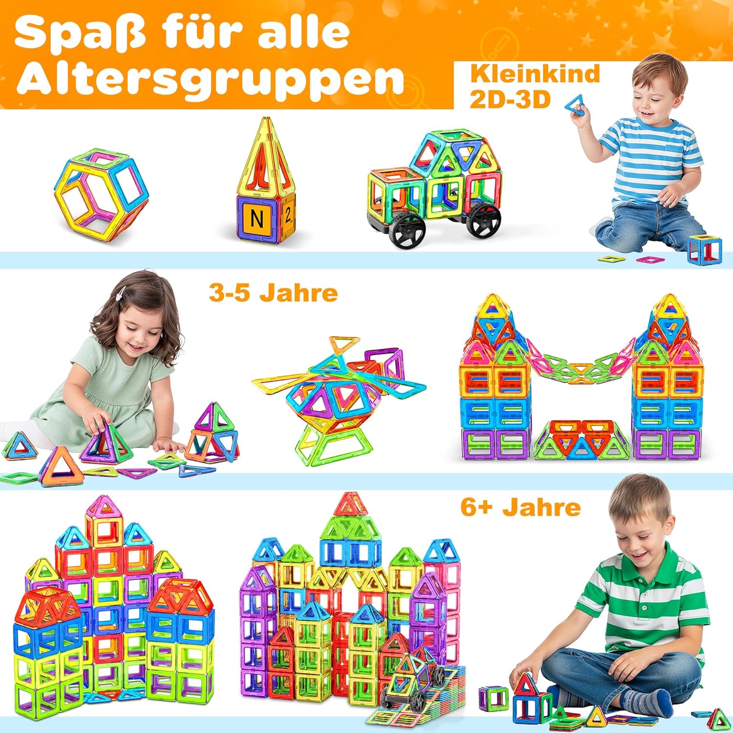 Thumbnail 1 de COOLJOYA Magnetische Bausteine mit 136 Teilen – magnetisches STEM-Spielzeug ab 3 Jahren