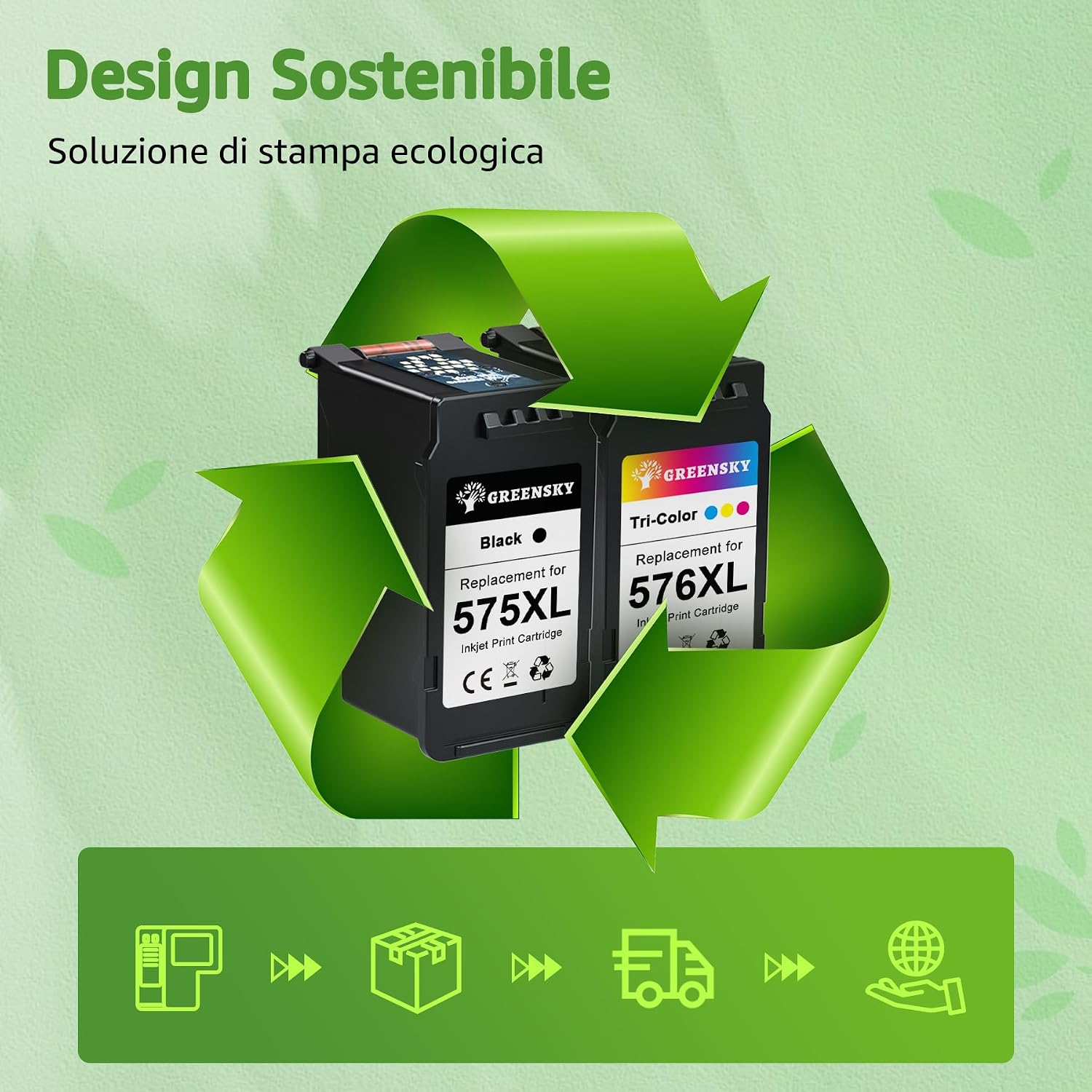Thumbnail 6 de GREENSKY PG-575XL e CL-576XL inchiostro sostituzione per Canon 575XL/576XL (nero e tri-colore) compatibili con Canon PIXMA