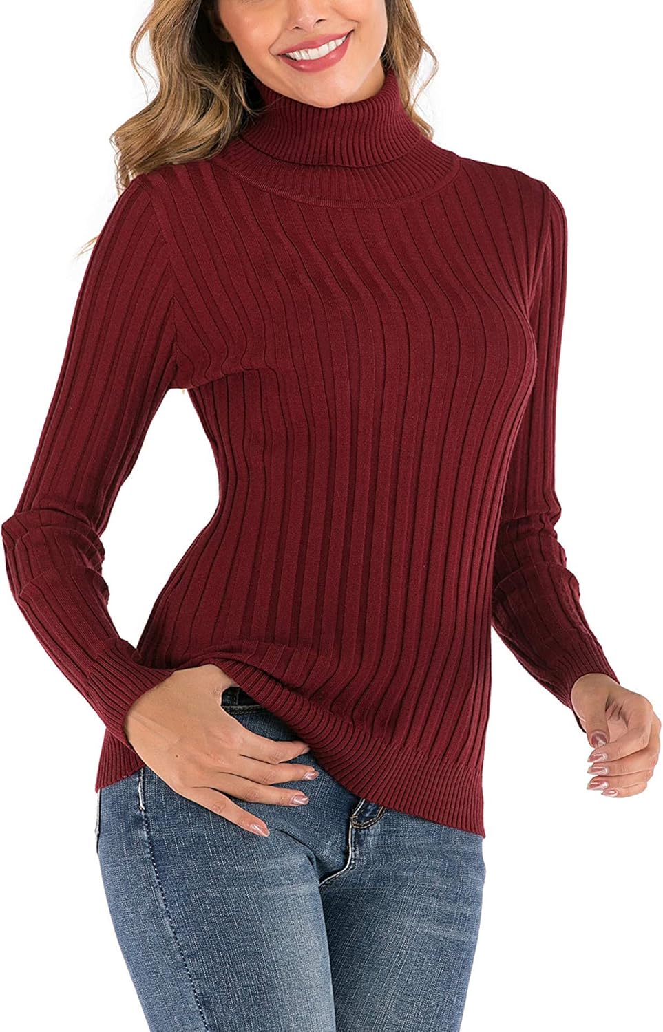 Thumbnail 1 de Yukiuiny Damen Rollkragenpullover Elegant Langarm – Gerippter Feinstrick, elastisch