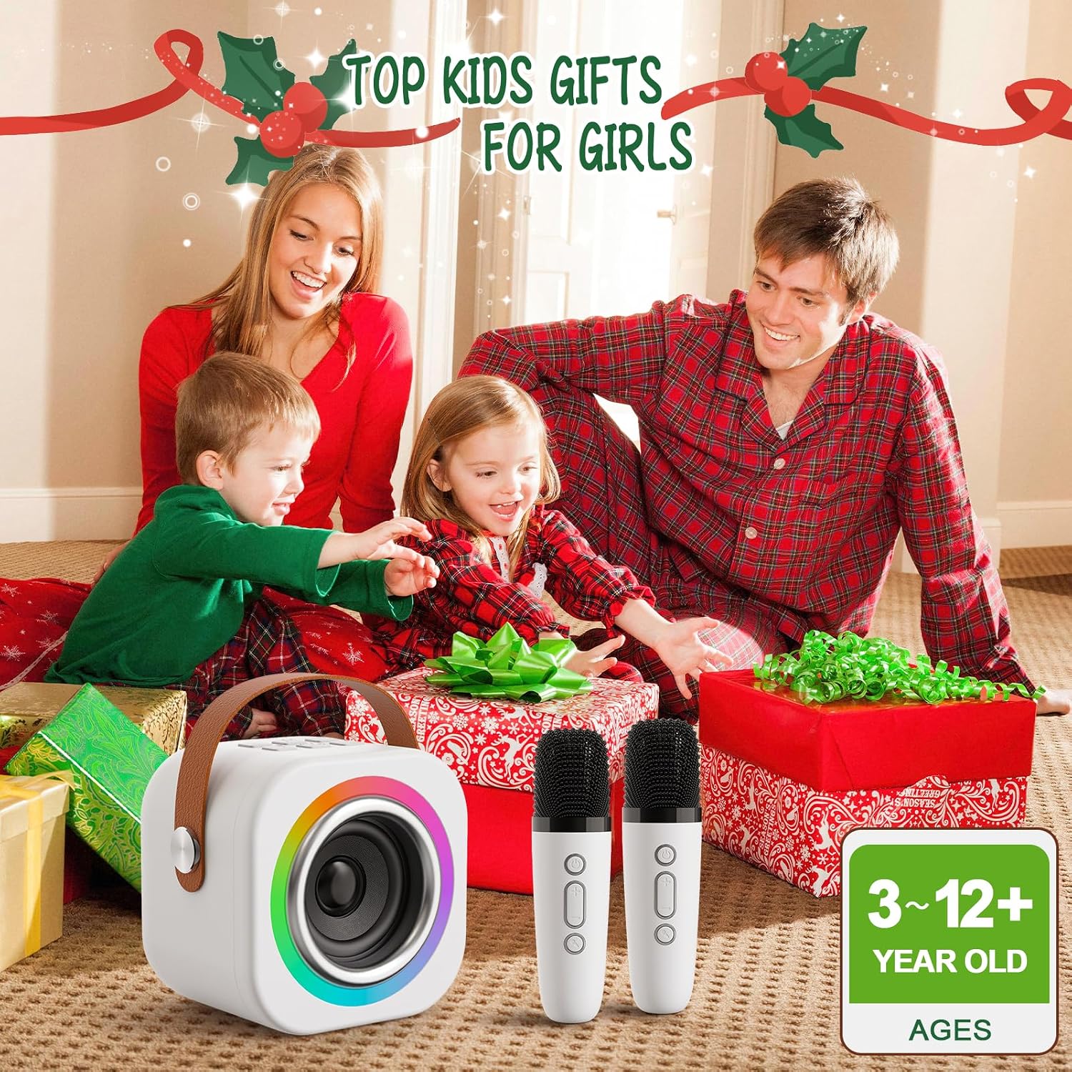 Detalle de Mini Karaoke Machine for Kids with 2 Wireless Mics (Ages 3–12+)