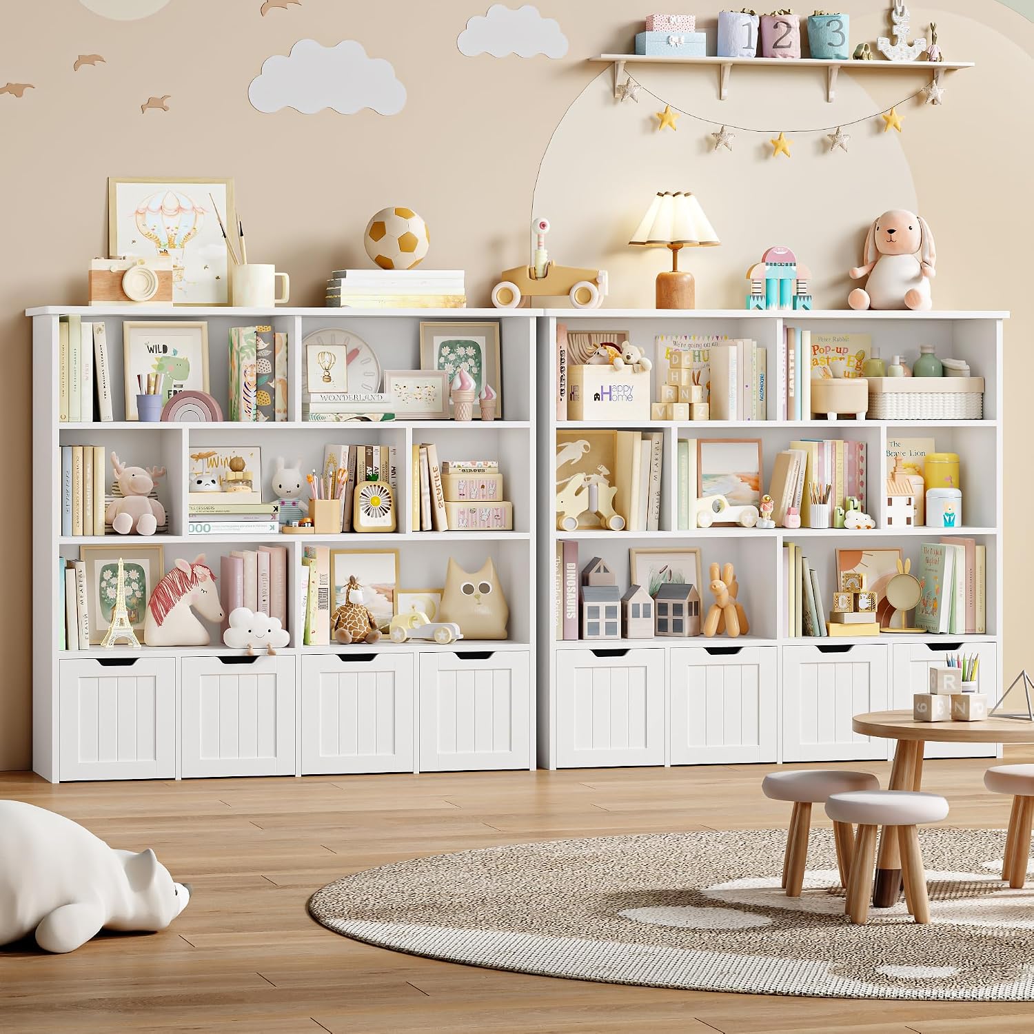Detalle de FOREHILL P490 Toy Storage Unit with 7 Open Compartments and 4 Wheeled Drawers