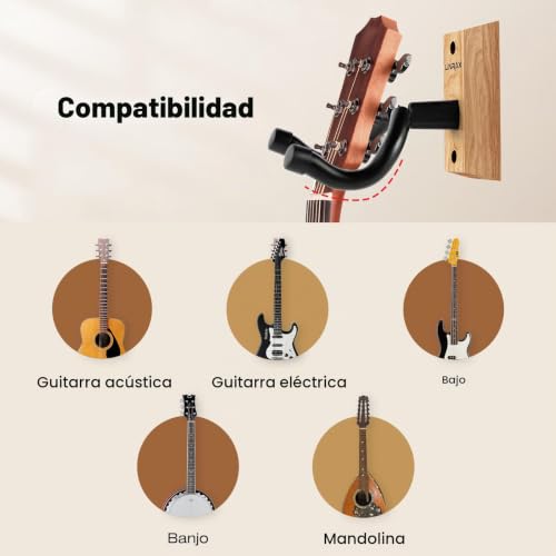 Thumbnail 6 de LINRAX GH2: Colgadores de pared para guitarra (2 unidades) en madera dura