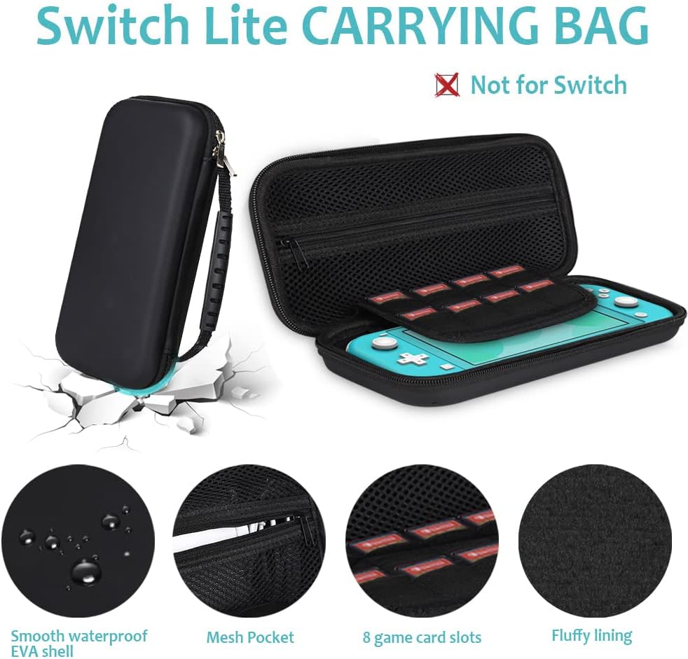 Detalle de GeeRic 8-Pcs Set Carry Case for Switch Lite + Screen Protectors & Accessories
