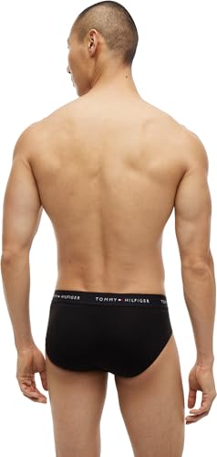 Detalle de Tommy Hilfiger Uomo Slip Hipster Confezione da 3 con Fascia Logo – Nero (Blk/Blk/Blk), M