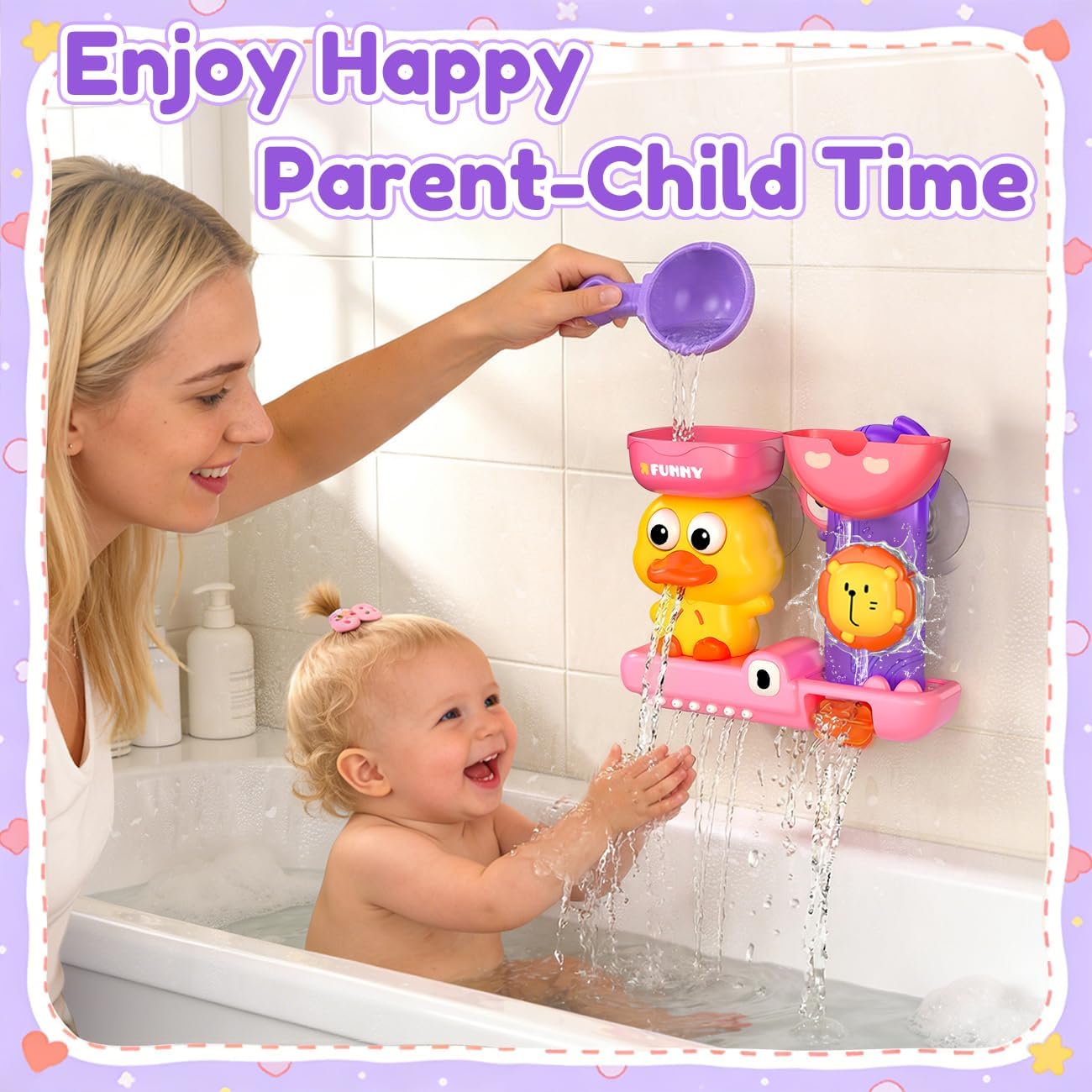 Thumbnail 4 de Bath Toys for Kids Ages 1-3: Adorable Pink Water Play Set with Suction Cups